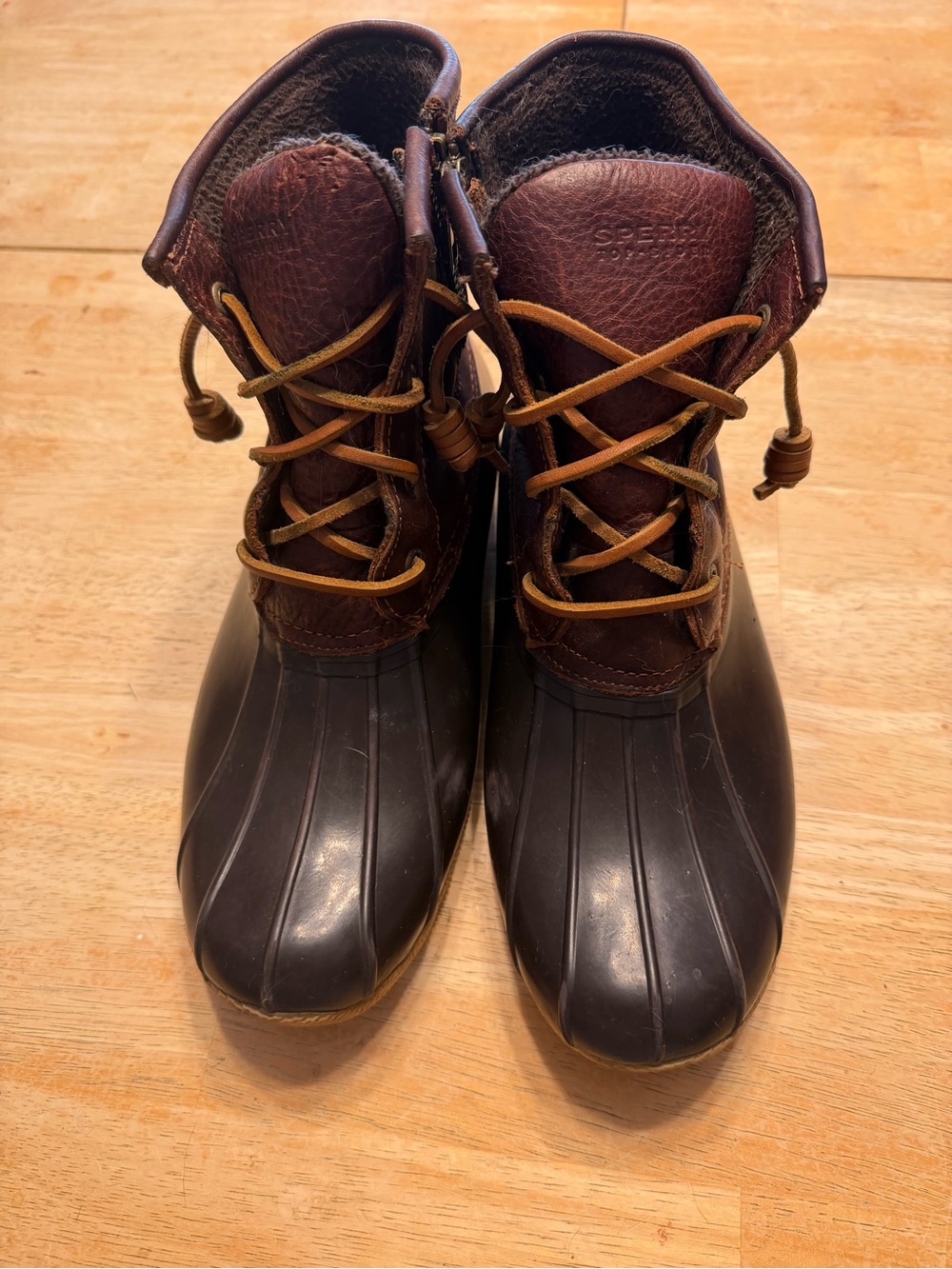 Sperry Saltwater Duck Boots Women's 9 Brown Leather Waterproof